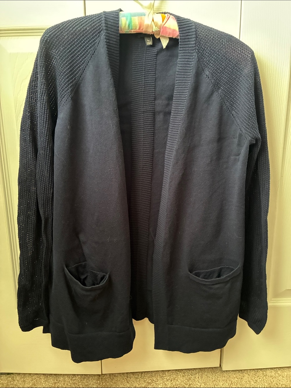 Talbots Petite Navy Knit Open-Front Cardigan